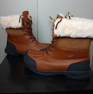 UGG Butte Worchester Waterproof Leather Fur Winter Snow Boots Shoes Size 12 Men